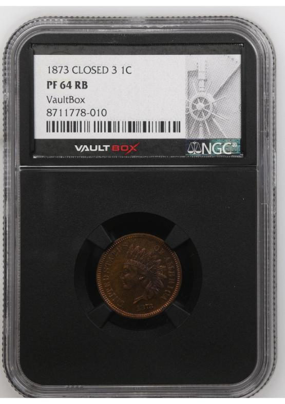 1873 CLOSED 3 1C NGC PF64RB FRONT