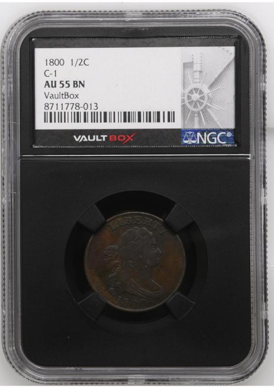 1800 1/2C C-1 NGC AU55BN FRONT