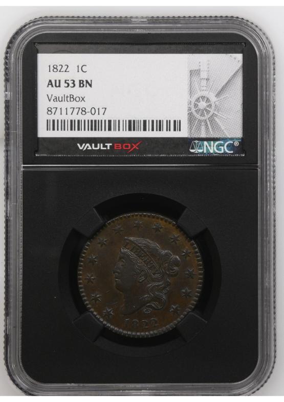 1822 1C NGC AU53BN FRONT