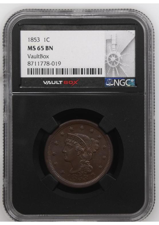 1853 1C NGC MS65BN FRONT