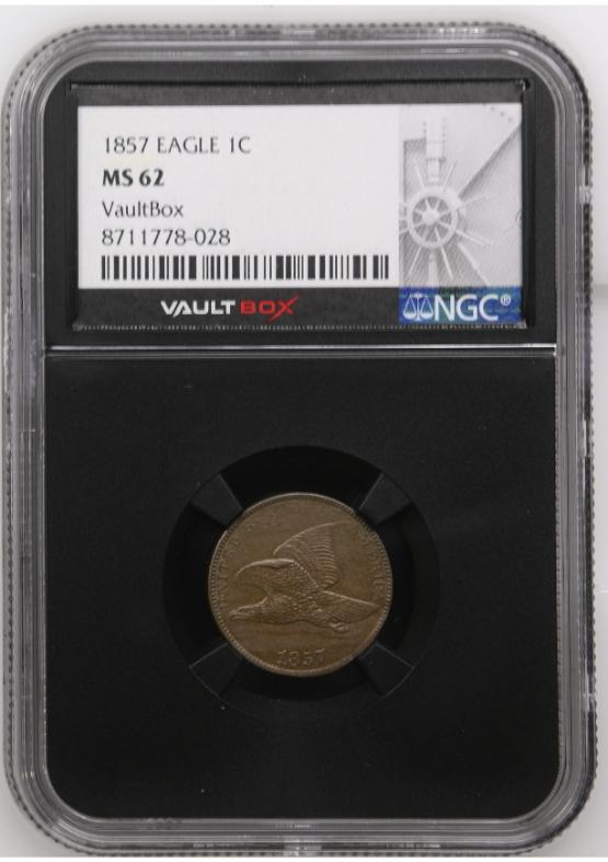 1857 EAGLE 1C NGC MS62 FRONT