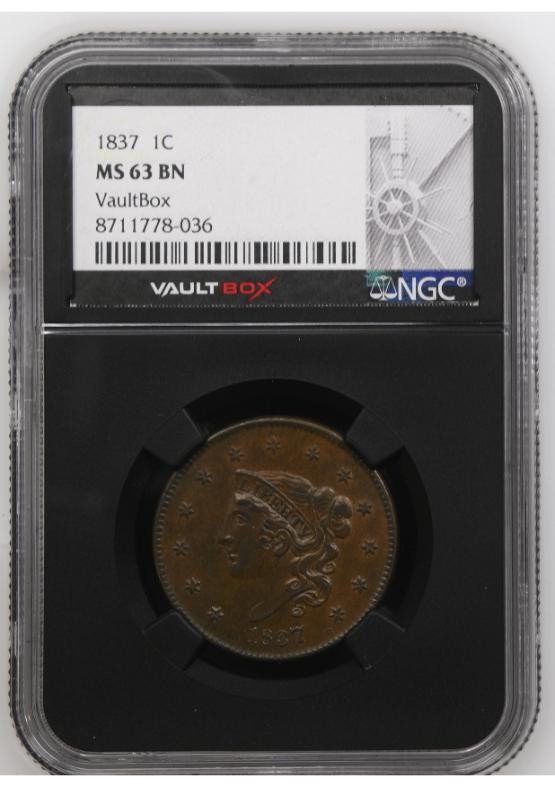 1837 1C NGC MS63BN FRONT