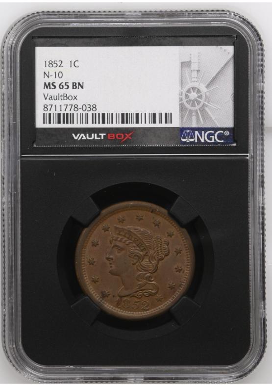 1852 1C N-10 NGC MS65BN FRONT
