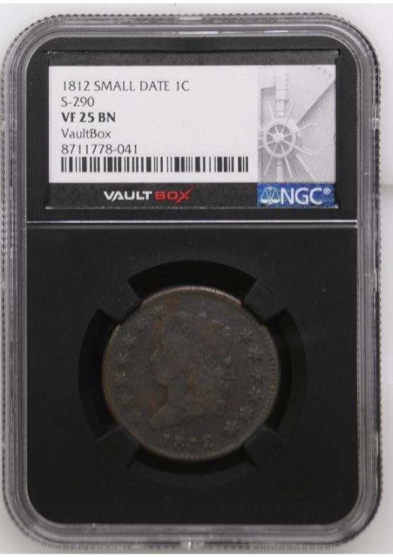 1812 SMALL DATE 1C S-290 NGC VF25BN FRONT
