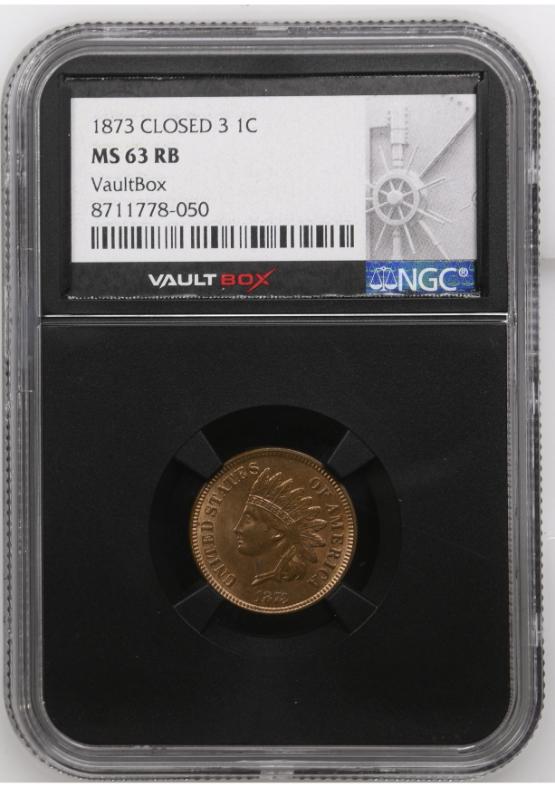 1873 CLOSED 3 1C NGC MS63RB FRONT
