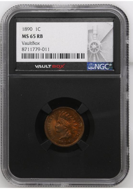 1890 1C NGC MS65RB FRONT