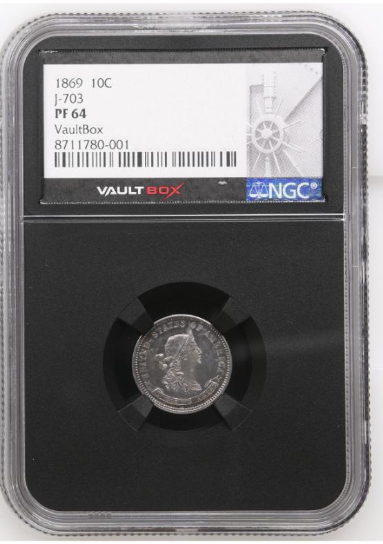 1869 10C J-703 NGC PF64 FRONT