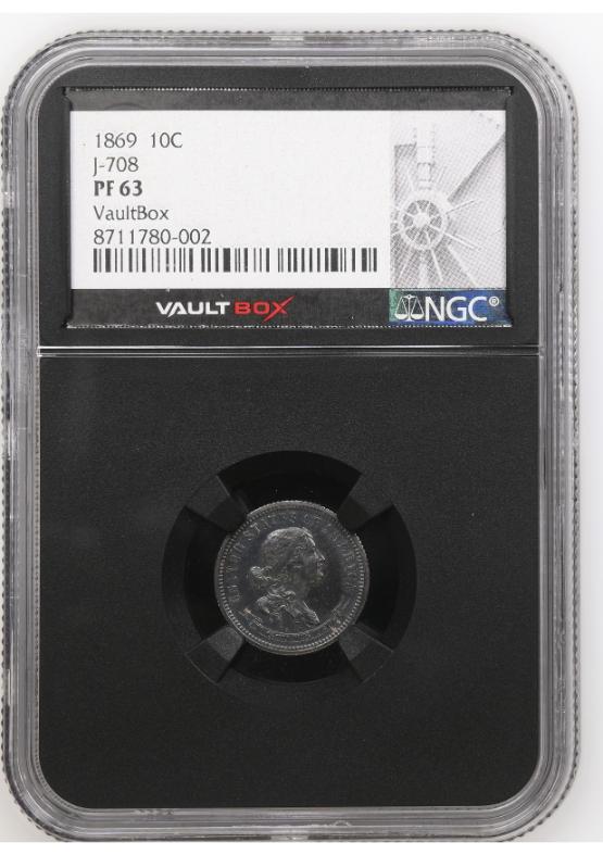 1869 10C J-708 NGC PF63 FRONT