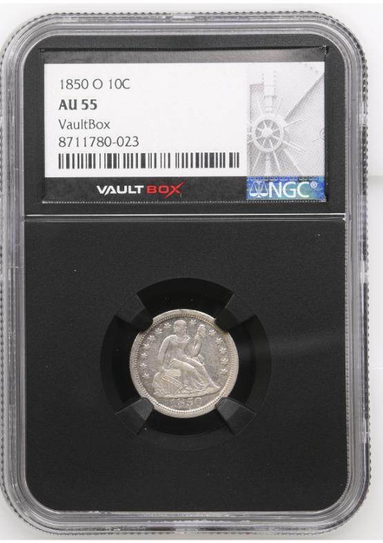 1850-O 10C NGC AU55 FRONT
