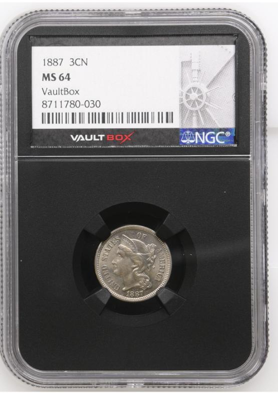 1887 3CN NGC MS64 FRONT