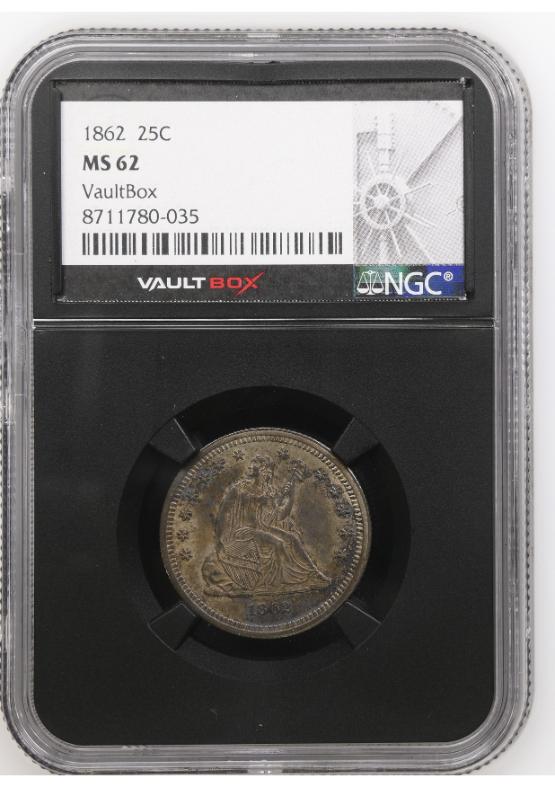 1862 25C NGC MS62 FRONT