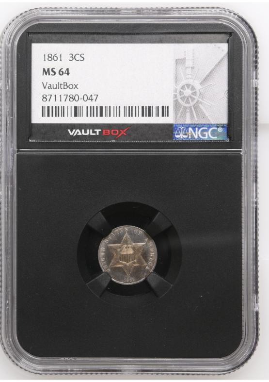1861 3CS NGC MS64 FRONT