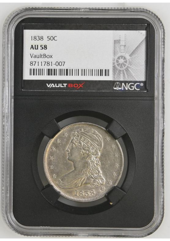 1838 50C NGC AU58 FRONT