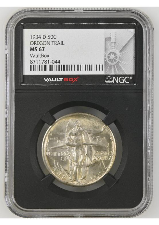 1934-D 50C OREGON TRAIL NGC MS67 FRONT