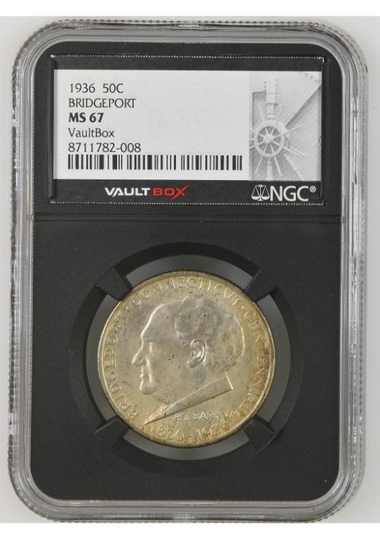 1936 50C BRIDGEPORT NGC MS67 FRONT