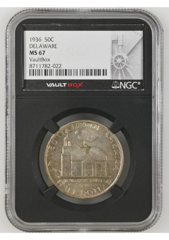 1936 50C DELAWARE NGC MS67 FRONT
