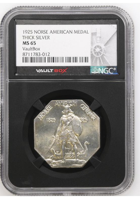 1925 NORSE AMERICAN MEDAL THICK SILVER NGC MS65 FRONT
