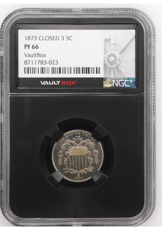 1873 CLOSED 3 5C NGC PF66 FRONT