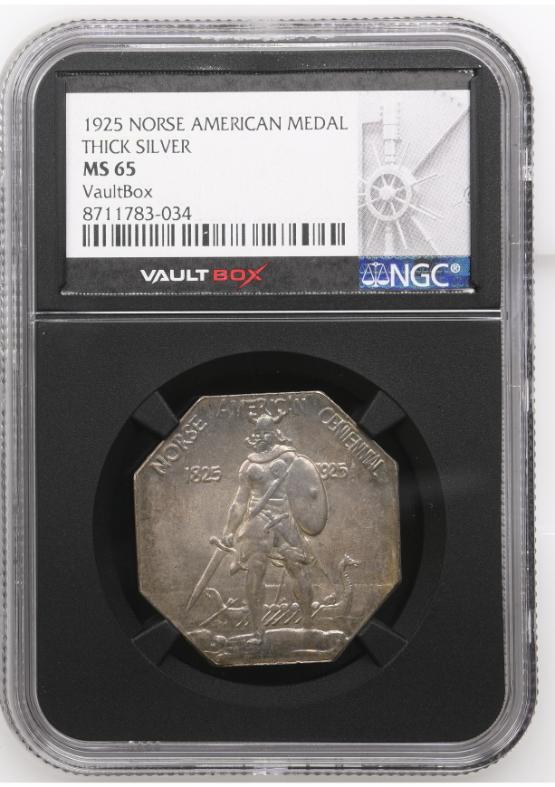 1925 NORSE AMERICAN MEDAL THICK SILVER NGC MS65 FRONT