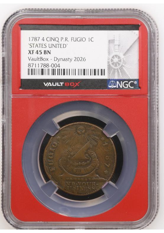 1787 4 CINQ P.R. FUGIO 1C 'STATES UNITED' NGC XF45BN FRONT