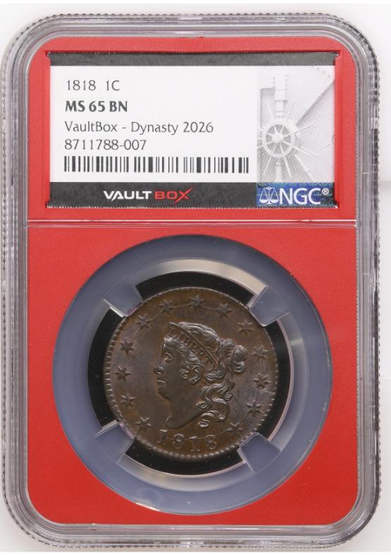 1818 1C NGC MS65BN FRONT