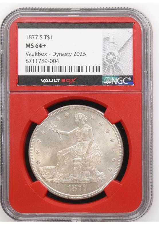 1877-S T$1 NGC MS64+ FRONT