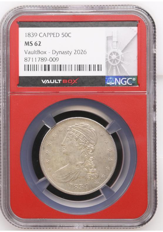 1839 CAPPED 50C NGC MS62 FRONT