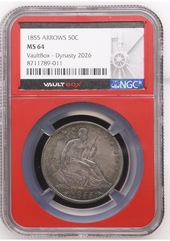 1855 ARROWS 50C NGC MS64 FRONT