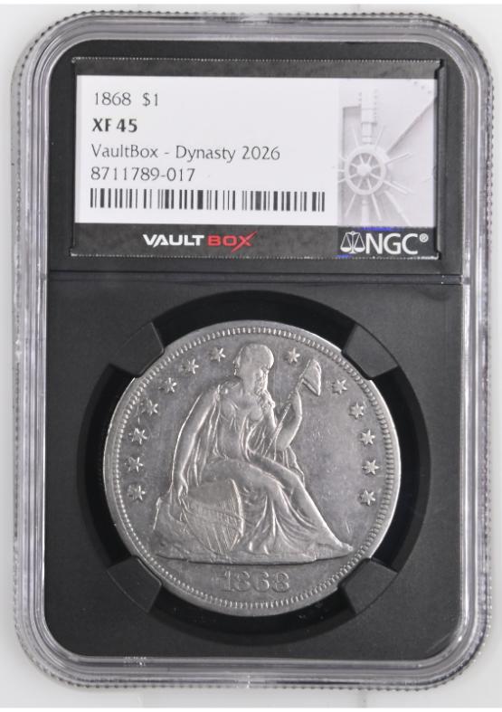 1868 $1 NGC XF45 FRONT