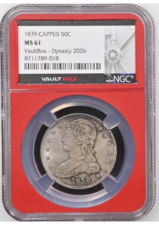 1839 CAPPED 50C NGC MS61 FRONT