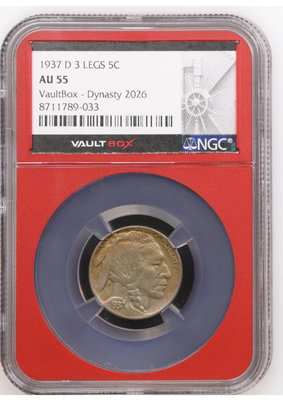 1937-D 3 LEGS 5C NGC AU55 FRONT