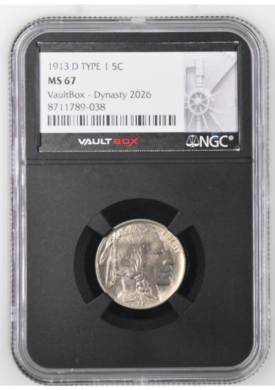 1913-D TYPE 1 5C NGC MS67 FRONT