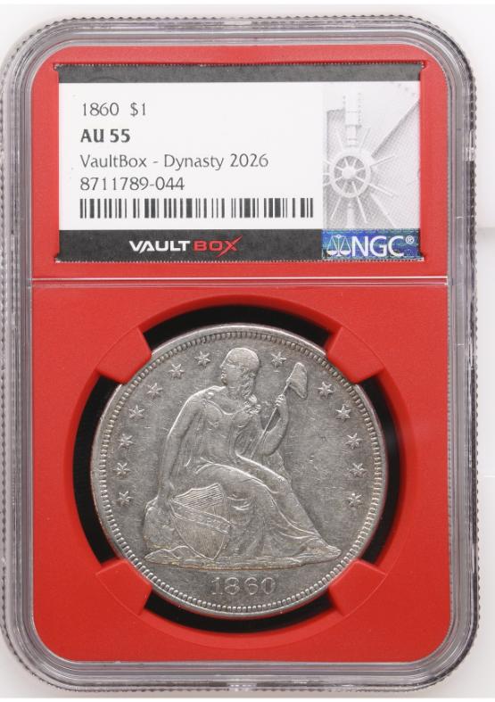 1860 $1 NGC AU55 FRONT