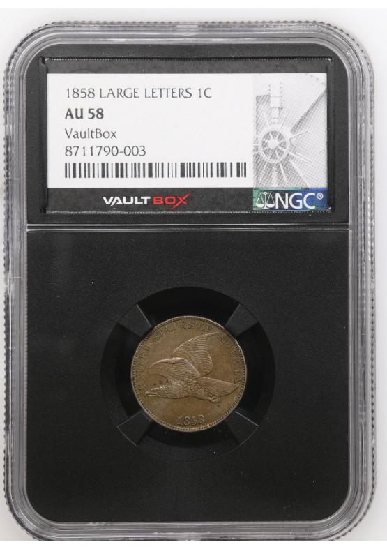 1858 LARGE LETTERS 1C NGC AU58 FRONT