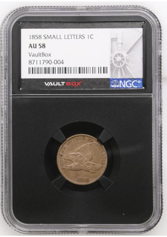1858 SMALL LETTERS 1C NGC AU58 FRONT