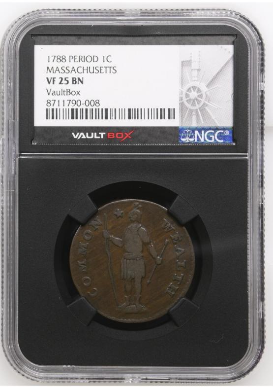 1788 PERIOD 1C MASSACHUSETTS NGC VF25BN FRONT