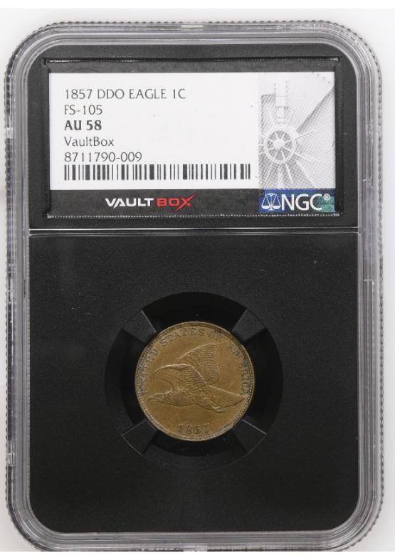1857 DDO EAGLE 1C FS-105 NGC AU58 FRONT
