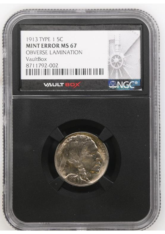 1913 TYPE 1 5C OBVERSE LAMINATION NGC MINTERRORMS67 FRONT