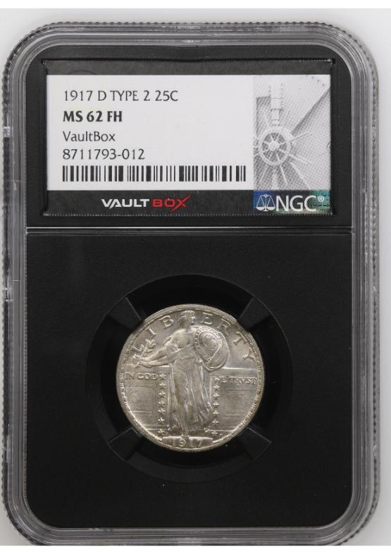1917-D TYPE 2 25C NGC MS62FH FRONT