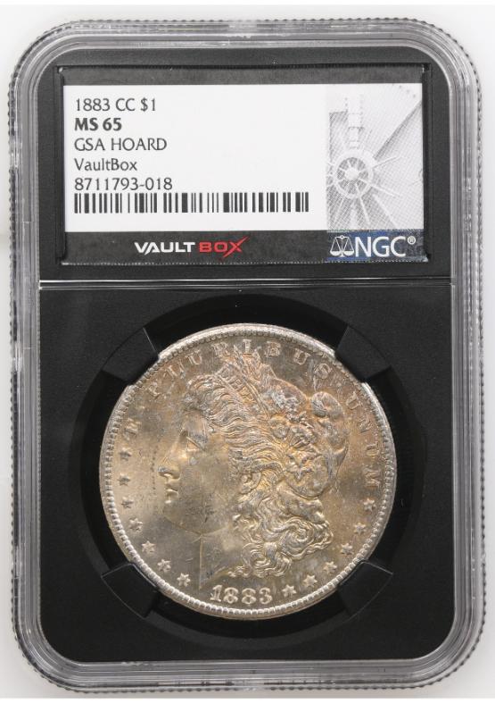 1883-CC $1 GSA HOARD NGC MS65 FRONT