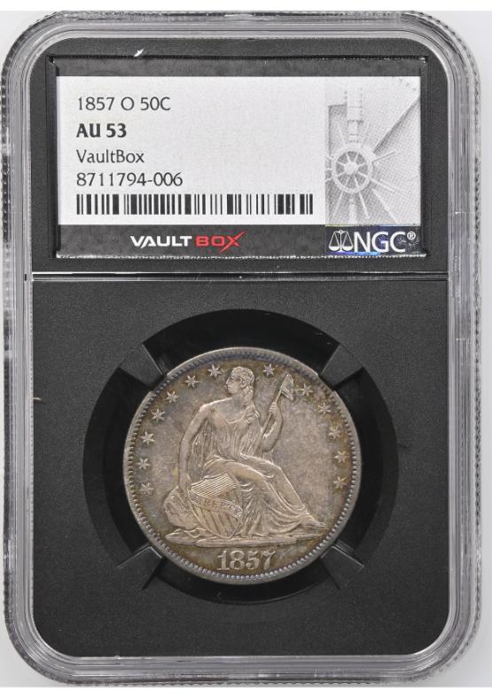 1857-O 50C NGC AU53 FRONT