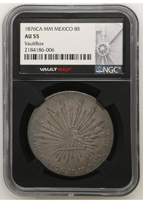 1876CA MM MEXICO 8R NGC AU55 FRONT