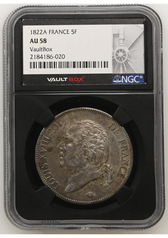 1822A FRANCE 5F NGC AU58 FRONT