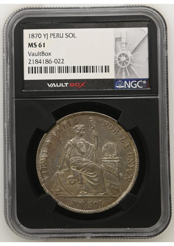 1870 YJ PERU SOL NGC MS61 FRONT