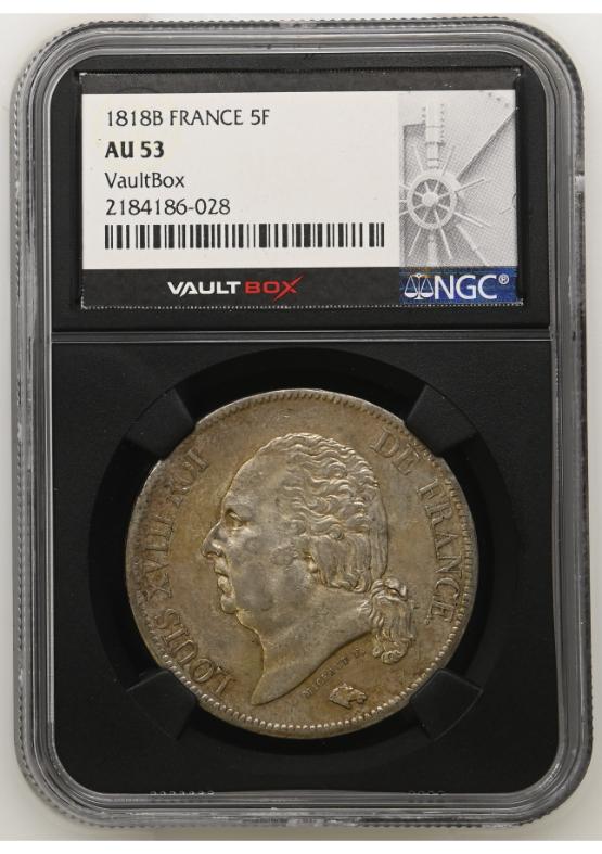 1818B FRANCE 5F NGC AU53 FRONT