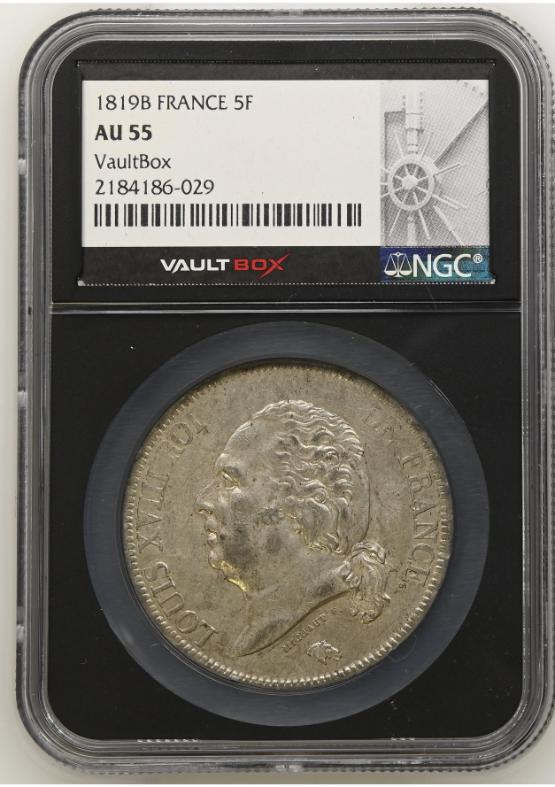 1819B FRANCE 5F NGC AU55 FRONT