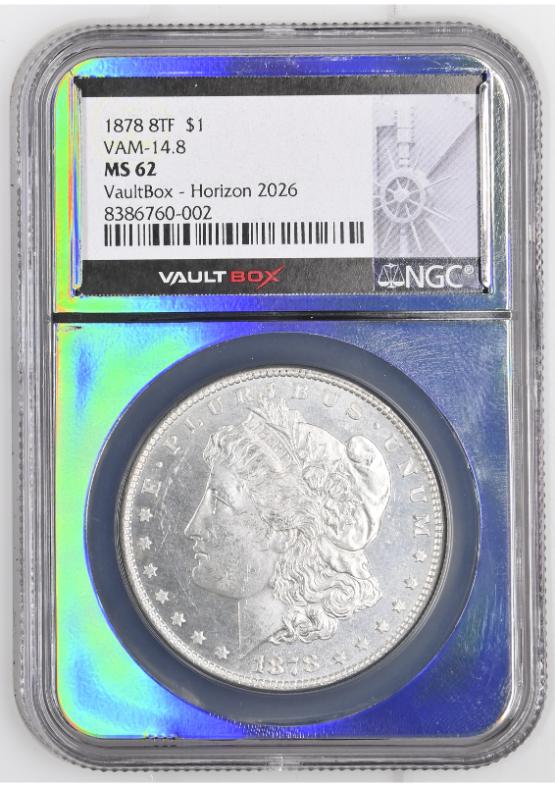 1878 8TF $1 VAM-14.8 NGC MS62 CAC FRONT