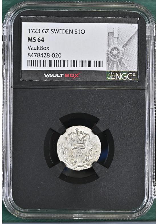 1723 GZ SWEDEN S1O NGC MS64 FRONT