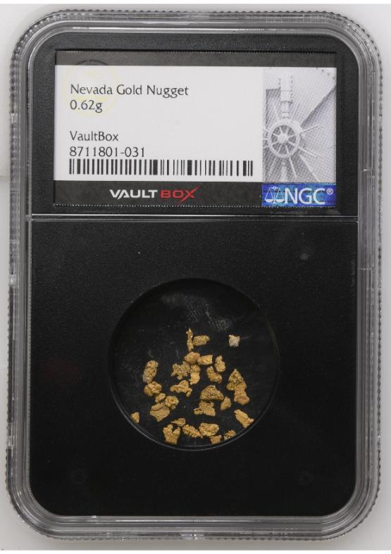 0.62 GRAM Nevada GOLD NUGGETS NGC CERTIFIED FRONT