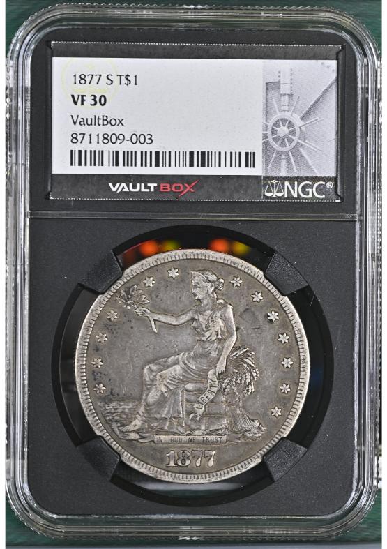 1877-S T$1 NGC VF30 FRONT